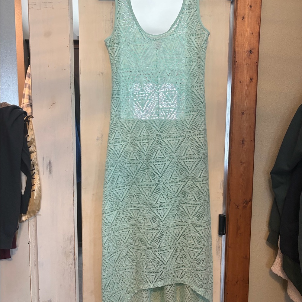 Xhilaration Light Green High Low Crochet Dress